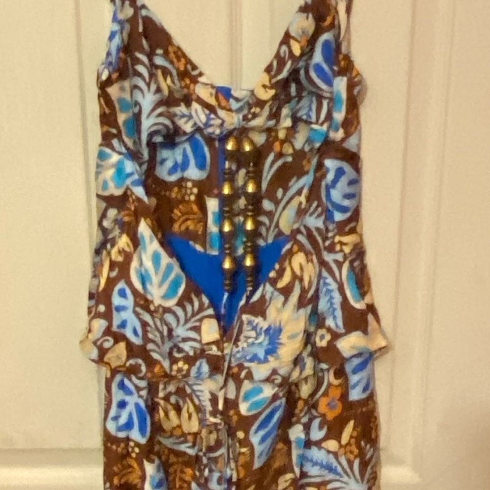 Alexis Blue and Brown Floral Midi Dress - Picture 11 of 11